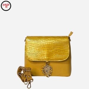 Manos libres para dama en cuero mostaza