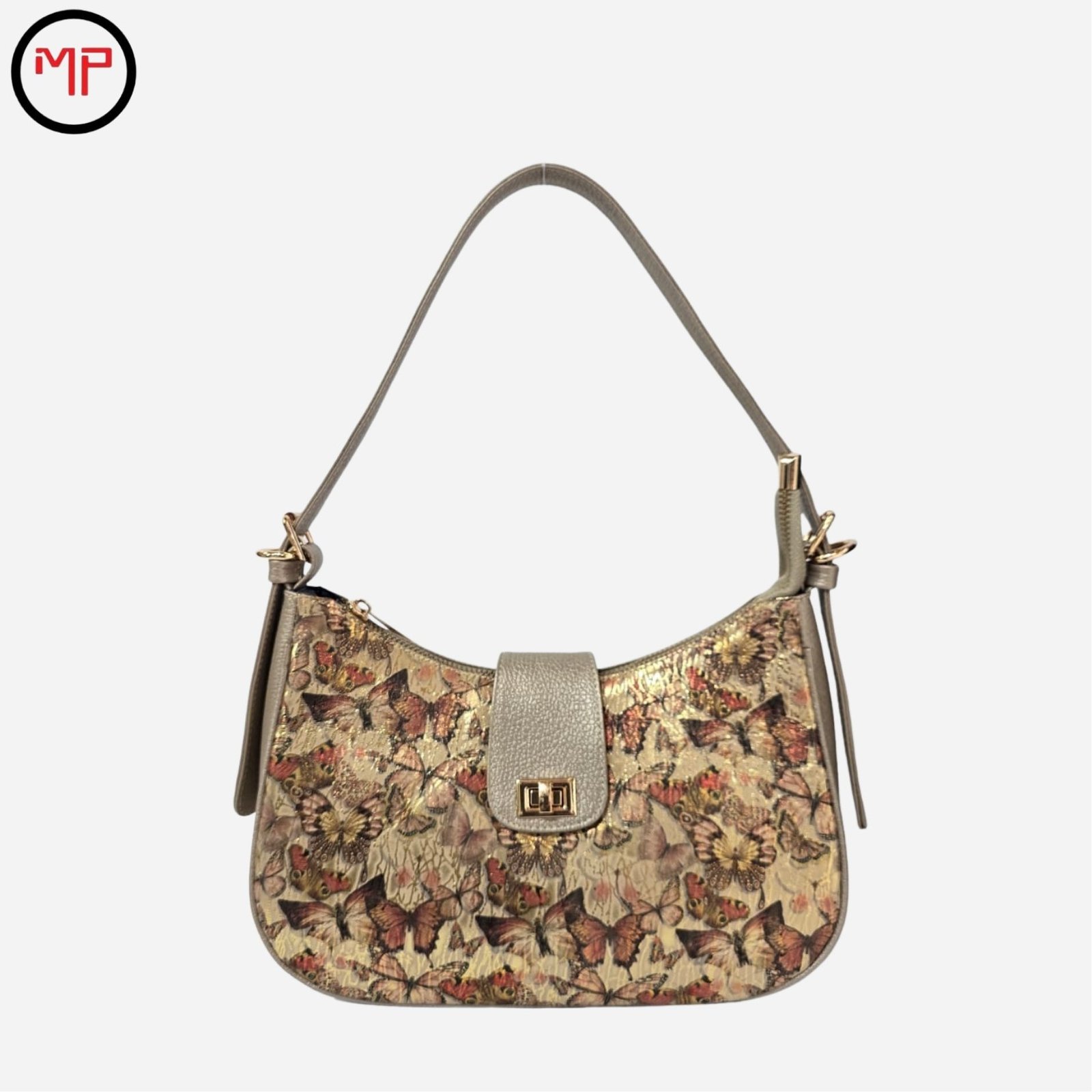 Bolso Sobaquero Mariposas Otoño Dorado
