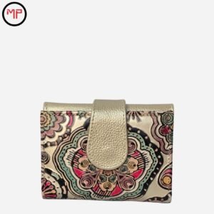 Billetera Dorada Cuero Mandalas