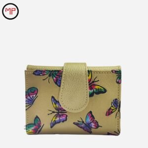 Billetera Dorada En Cuero Dama