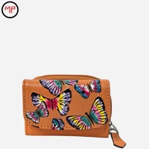 Billetera Naranja Para Dama Cuero