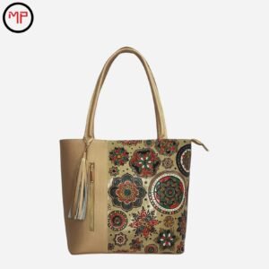 Bolso Dorado En Cuero Mandalas