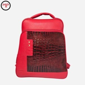 Morral Con Textura En Cuero Rojo