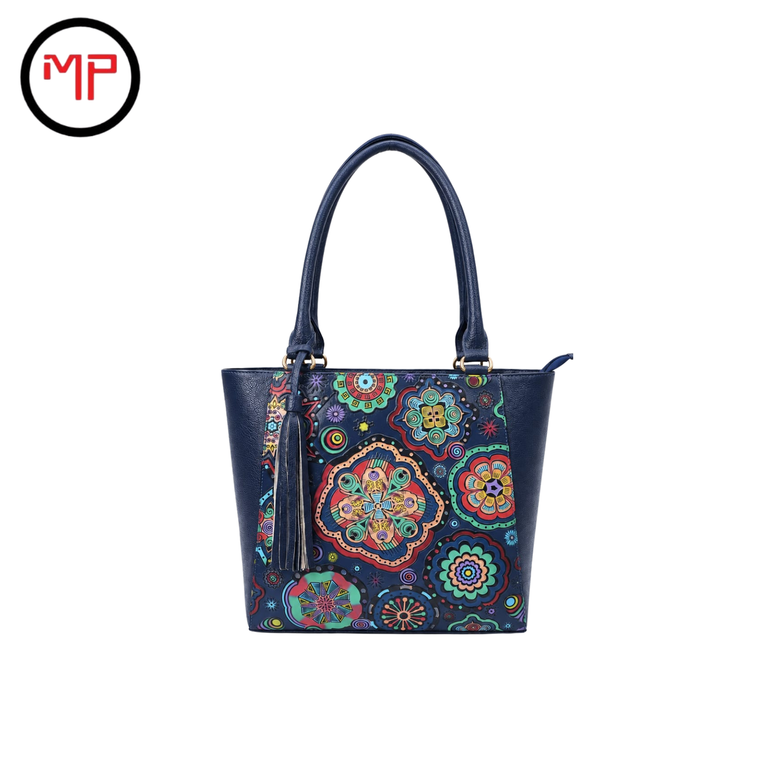 Bolso Playero Cuero Azul