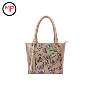 Bolso Playero Oro Rosa Cuero