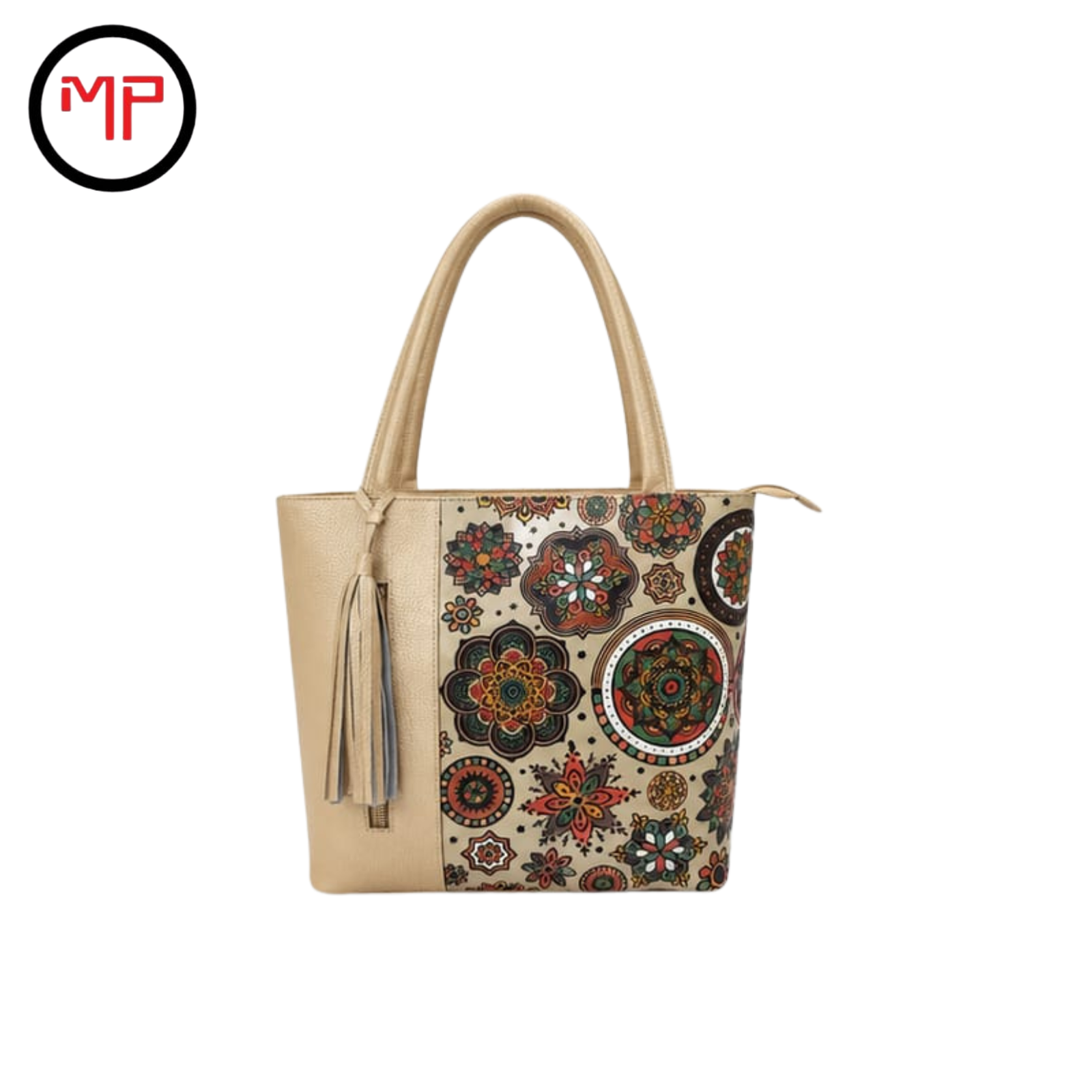 Bolso Playero Cuero Dorado