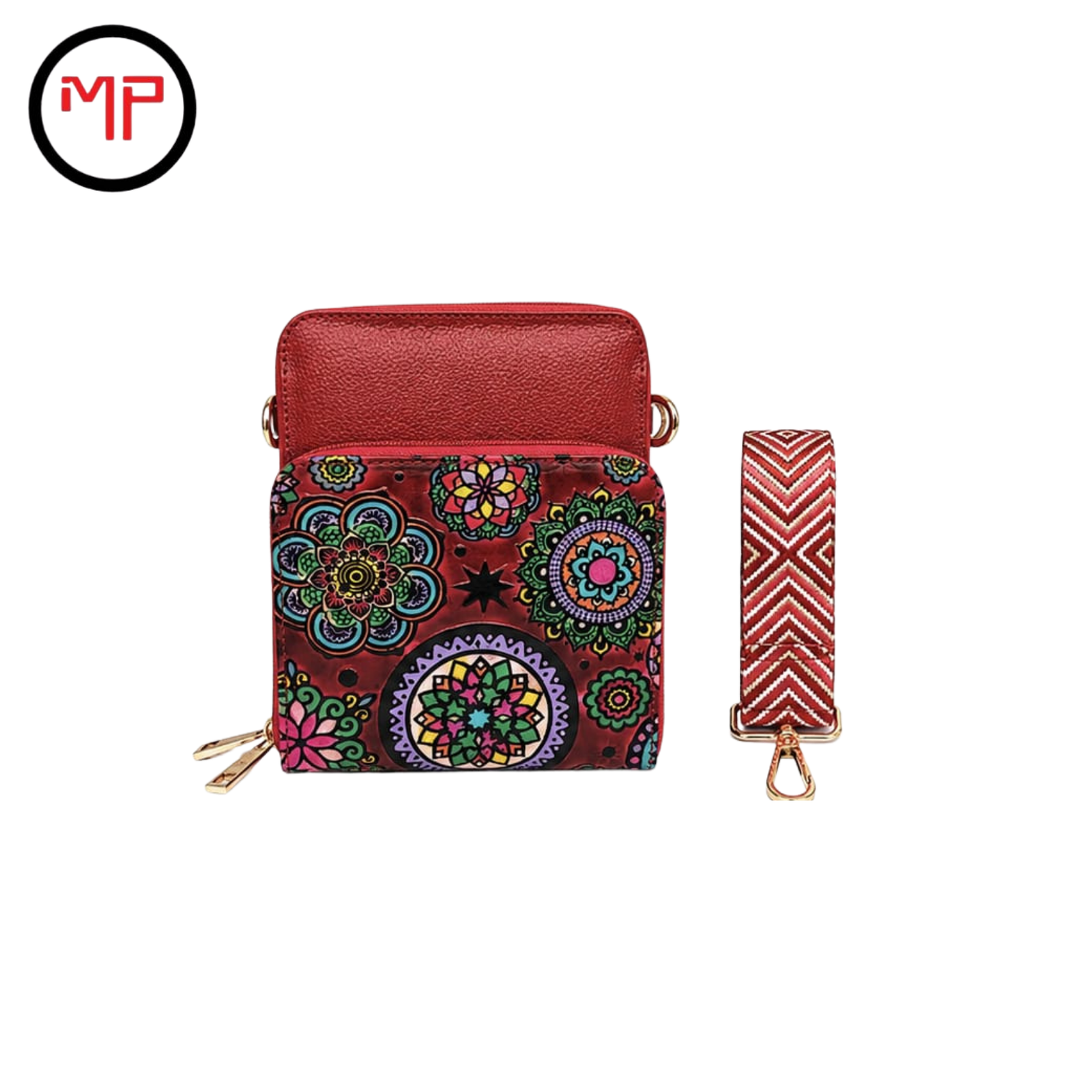 Portacelular Cuadrado Mandala Rojo