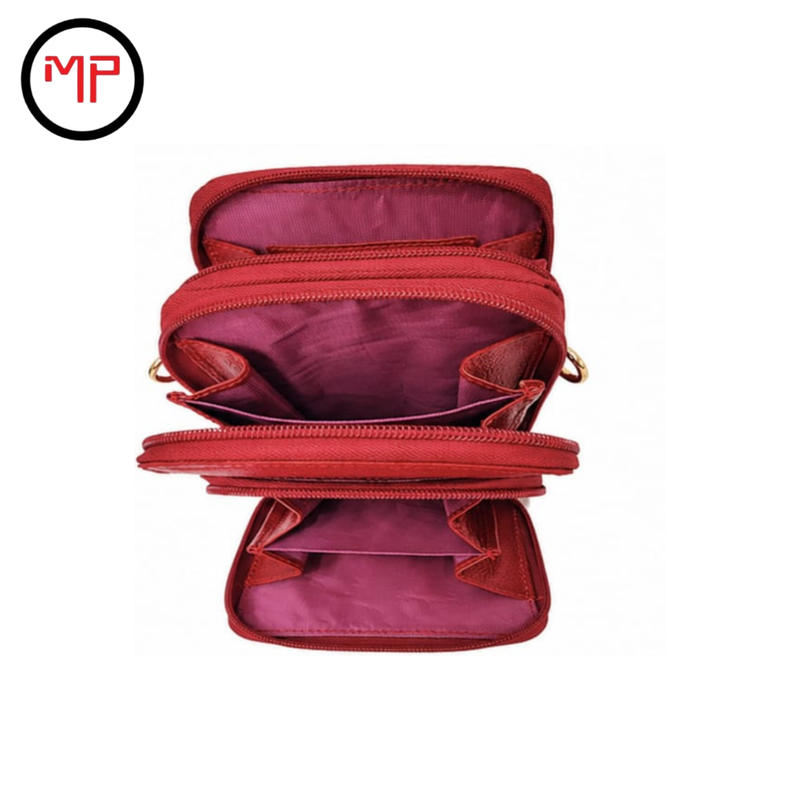 Portacelular Cuadrado Rojo Cuero Dama